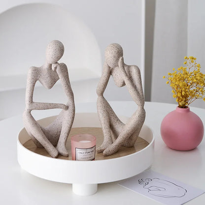 Decorbites™ Abstrakte Denkerin Frau-Figur Harz-Skulptur Modernes Kunst-Dekor Handwerksornament
