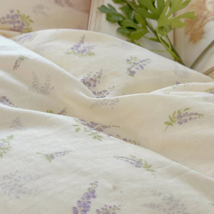 Decorbites™ Lavendel-Spitzen-Bettwäsche-Set: Einzelne Queen-Größe Steppdecke, Laken, Kissenbezüge