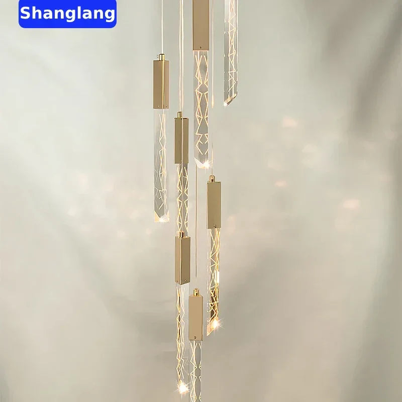 Decorbites™ Kristall-Chrom-LED-Kronleuchter: Luxuriöse Duplex-Treppen-Loft-Pendant-Lampe für das Wohnzimmer