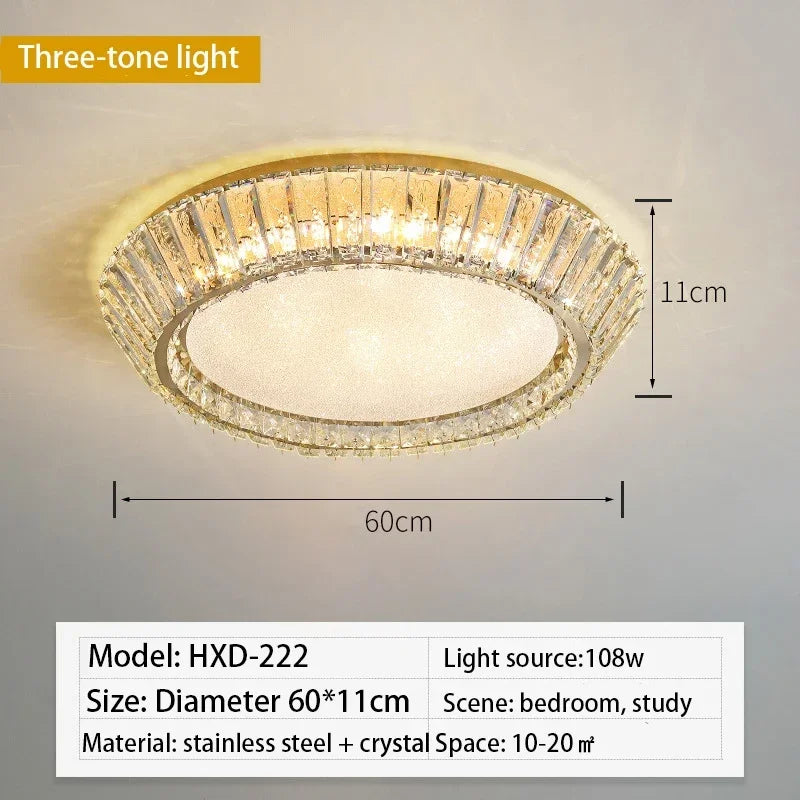 Gold Crystal LED Ceiling Light Dia80cm 192W