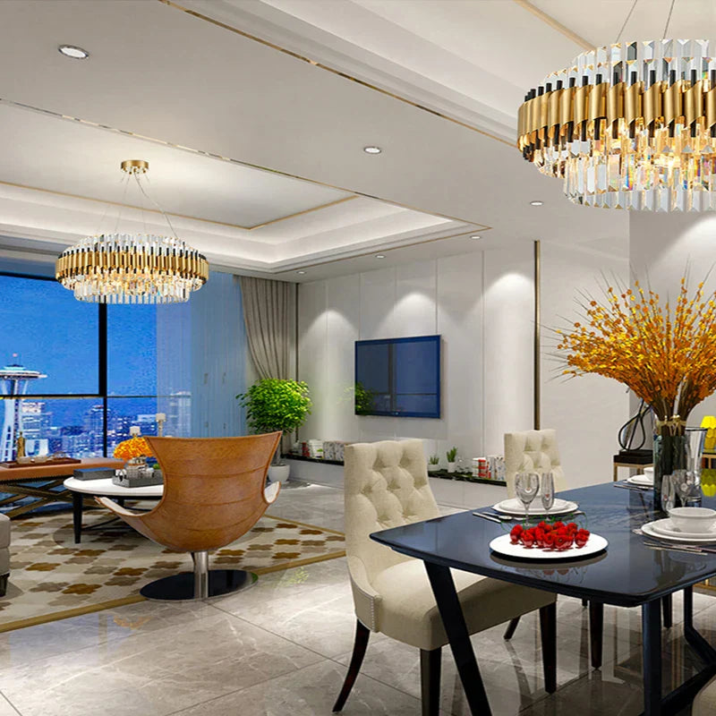 Decorbites™ Gold-Kristall-Kronleuchter LED-Deckenpendellampe - Luxuriöse Wohnzimmer-Dekoration