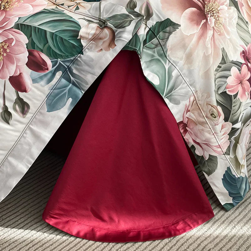 Decorbites™ Ägyptische Baumwoll-Blumen-Bettwäsche-Set, Luxus 1000TC Daunendeckelbezug, Laken, Kissenbezüge