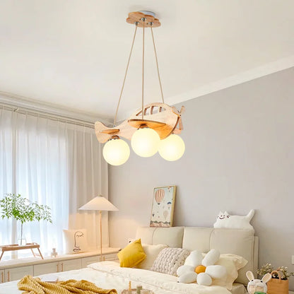 Decorbites™ Kinder Holz-Flugzeug-Hängeleuchte LED für das Jungenzimmer