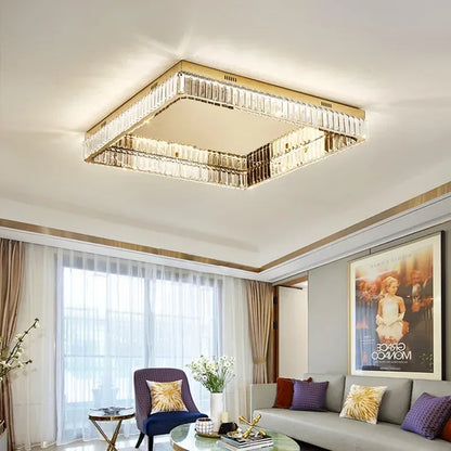 Decorbites™ Kristall-LED dimmbare Deckenleuchten: Moderne quadratische Stahlarmatur für das Wohnzimmer