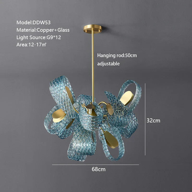 Decorbites™ LED Art-Deco-Blaupfau-Blätter-Kupfer-Deckenleuchter für das Wohnzimmer