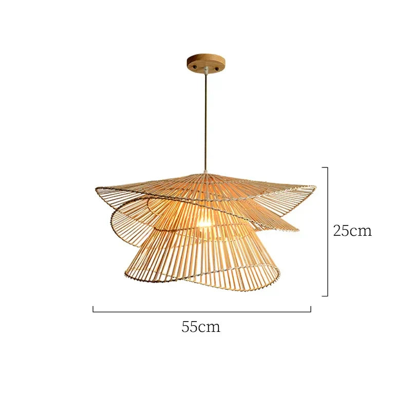 Decorbites™ Bambus-Rattan-Hängeleuchte Geflochtener Kronleuchter Korb-Lampe