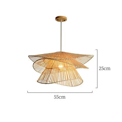 Decorbites™ Bambus-Rattan-Hängeleuchte Geflochtener Kronleuchter Korb-Lampe