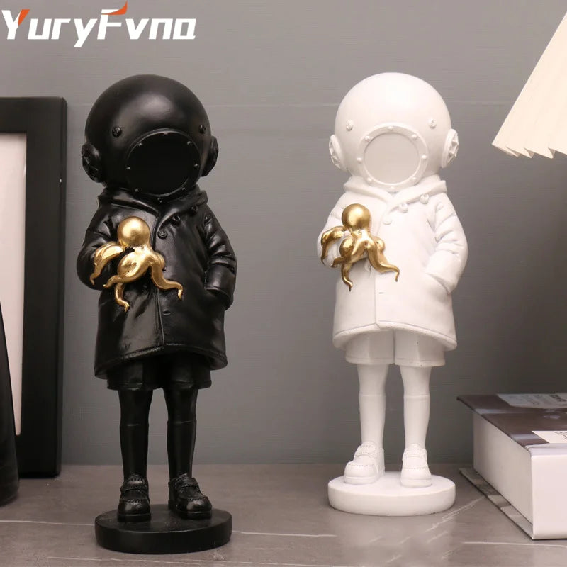 Decorbites™ Taucher-Skulptur-Ornament: Modernes Dekor-Geschenk für Zuhause und Büro