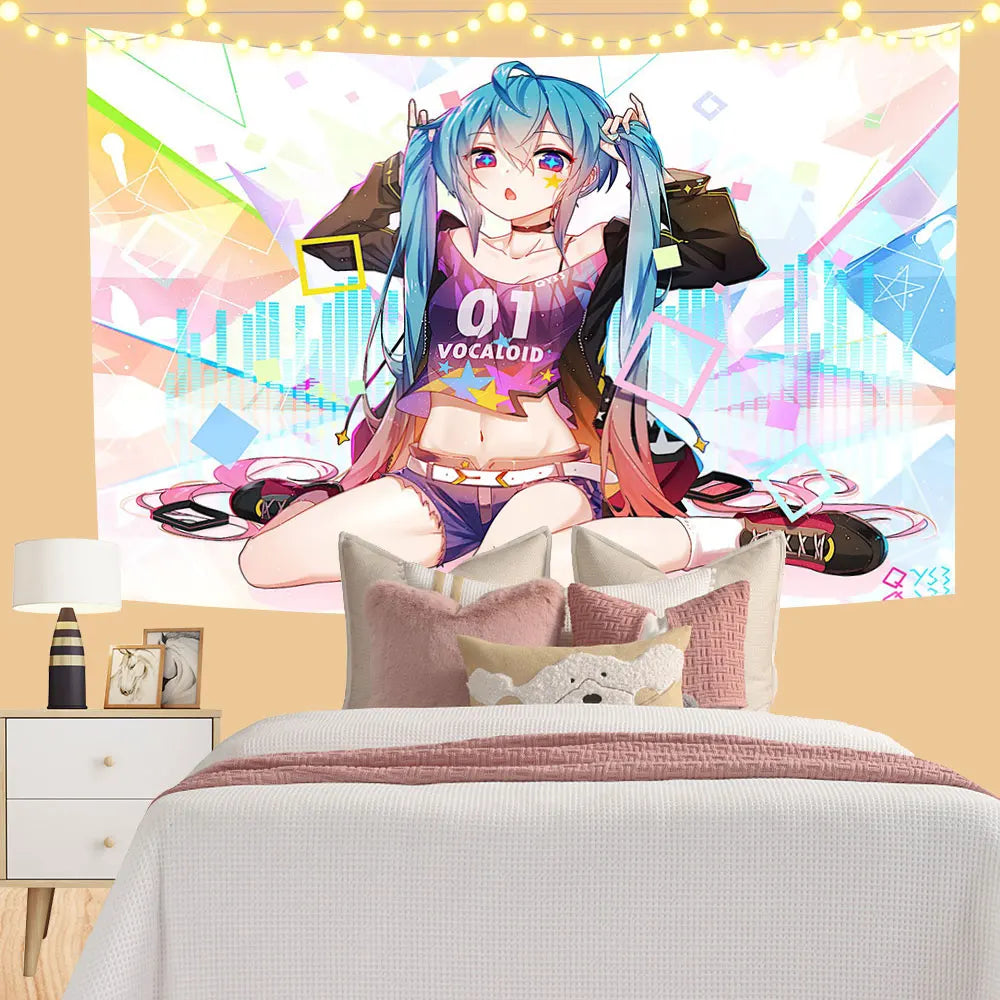 Decorbites™ Kawaii-Anime-Mädchen-Wandgobelin für süße Schlafzimmerdekoration