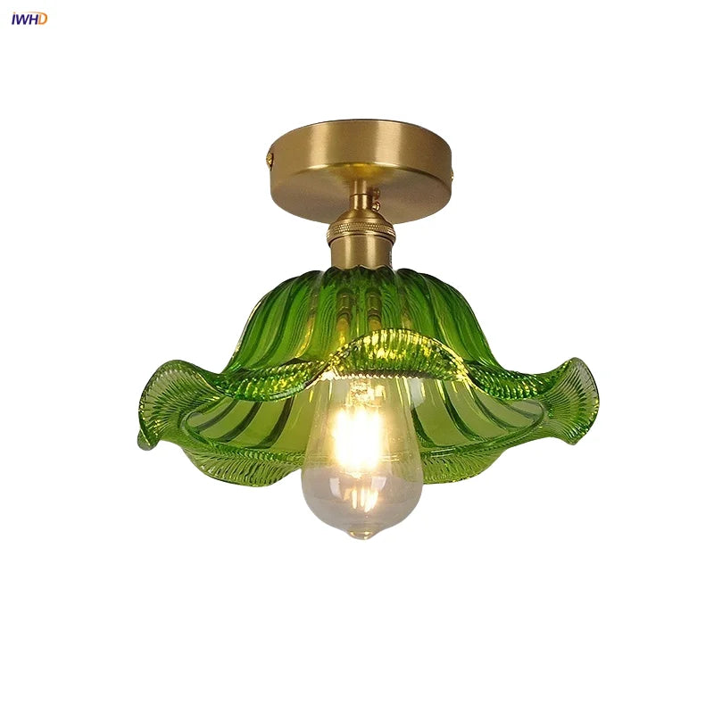Green Glass LED Ceiling Light