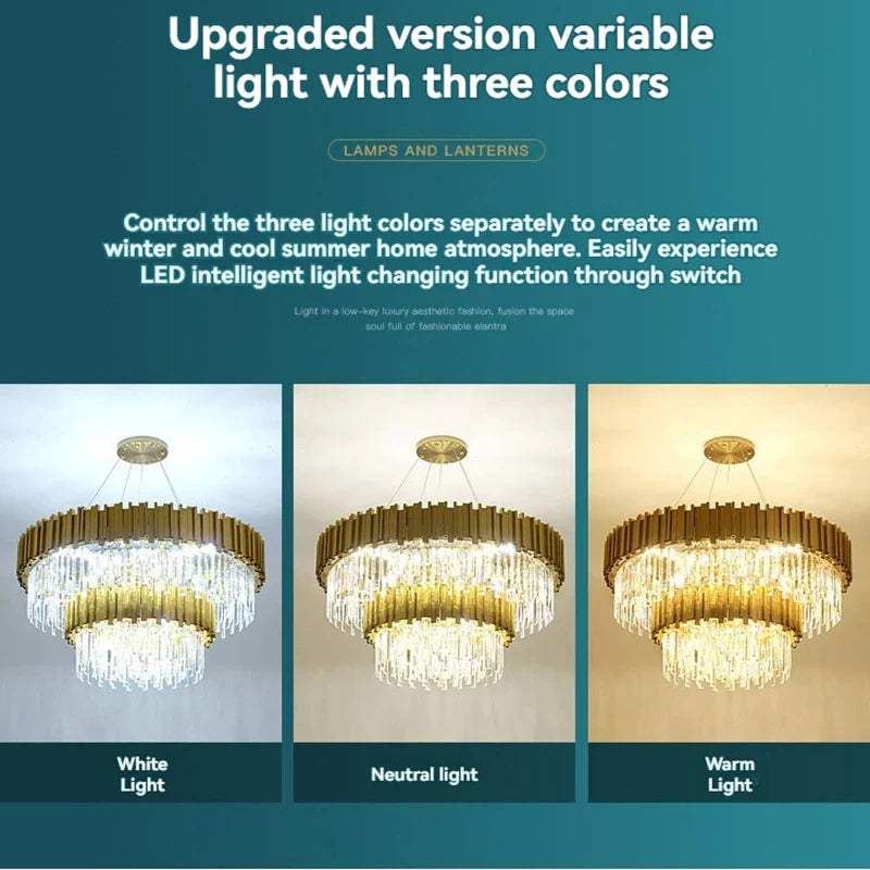 Decorbites™ Kristall-Gold-Hängeleuchte LED Deckenleuchte für Wohnzimmer Schlafzimmer Kücheninsel