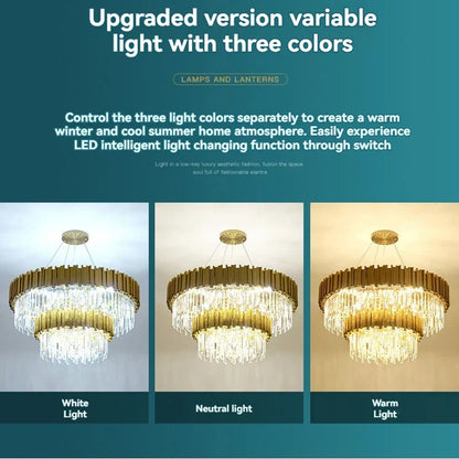Decorbites™ Kristall-Gold-Hängeleuchte LED Deckenleuchte für Wohnzimmer Schlafzimmer Kücheninsel