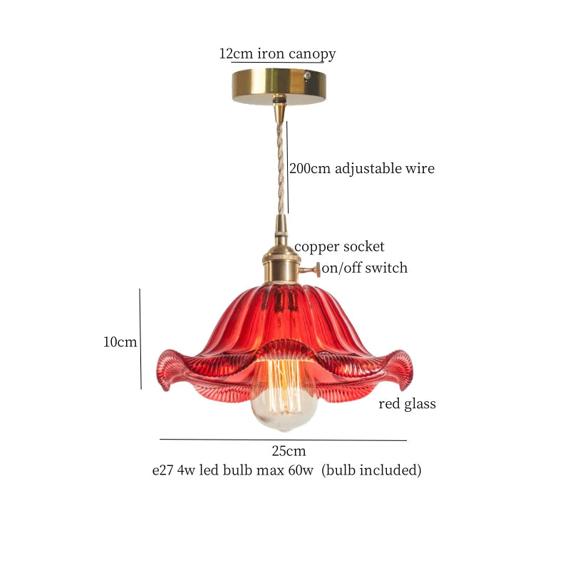 DecorBites™ Green Brass Glass LED Pendant Light for Kitchen Cafe Bar Loft Decoration