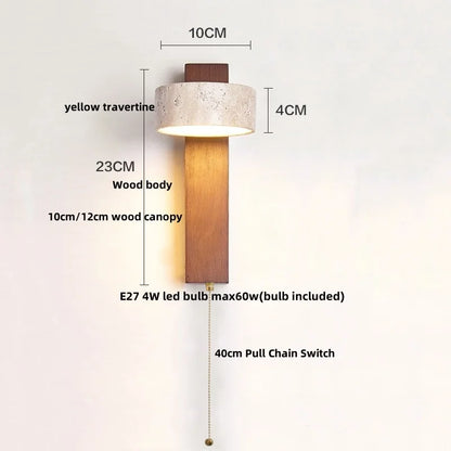 Decorbites™ LED Wandlampe 2 Glasball Weiß, Gelber Travertin-Stein Innenbeleuchtung
