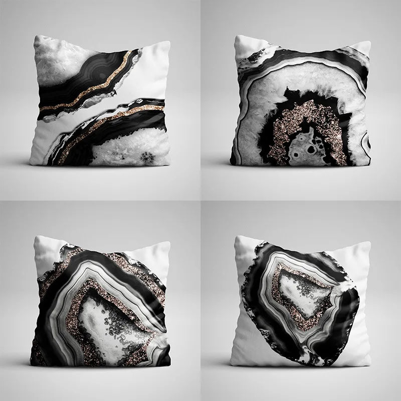 Decorbites™ Grauer Marmor Schwarzer Achat Kissenbezug für Heim-Sofadecoration und Stühle