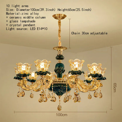 Decorbites™ Dunkelblaues Kristall-Lüster, Vintage-Stil Deckenleuchte für Wohnzimmer, Schlafzimmer, Villa