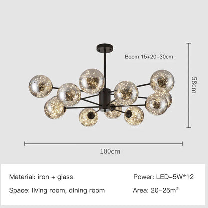 Decorbites™ Gold Star Glas-Kugelleuchte: Moderne nordische LED-Kronleuchter für die Hausdekoration