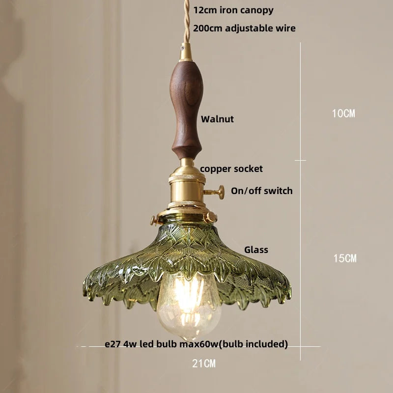 DecorBites™ Green Glass Adjustable LED Pendant Lights for Modern Nordic Home Decor