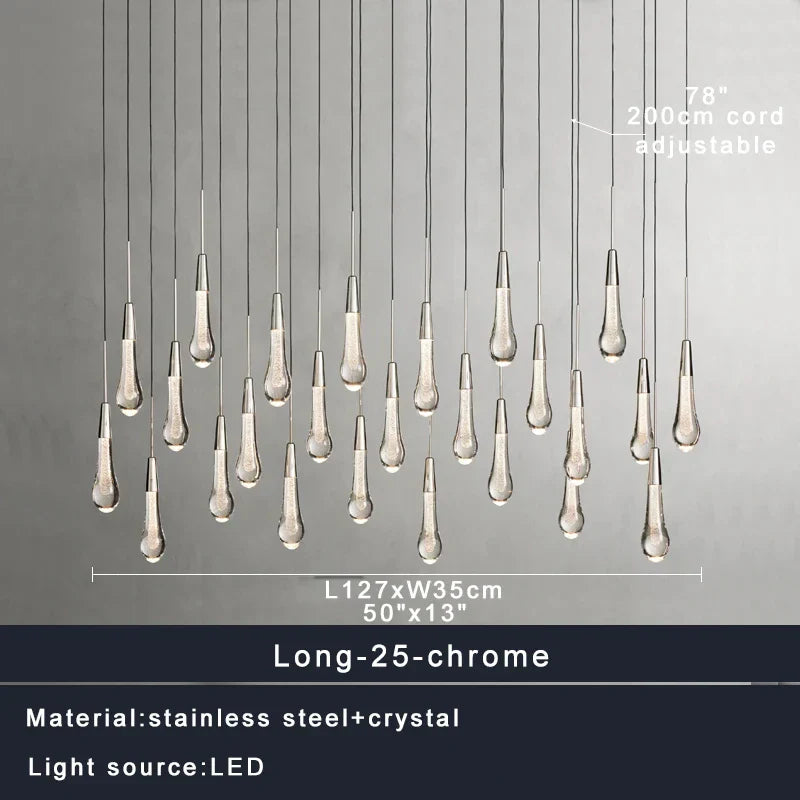 DecorBites™ Crystal Water-drop Chandelier Light Fixture - Luxury Stairwell Decor