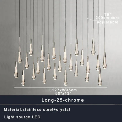 DecorBites™ Crystal Water-drop Chandelier Light Fixture - Luxury Stairwell Decor