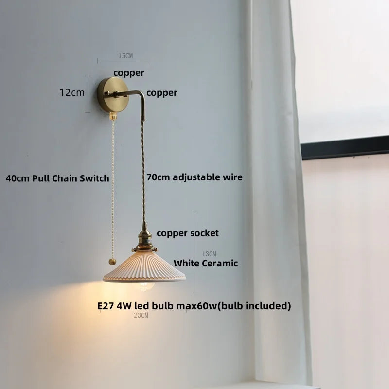 Decorbites™ verstellbare LED-Wandleuchte aus klarem Glas Kupfer Nachttischlampe