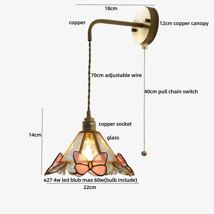 Glass Butterfly Wall Sconce
