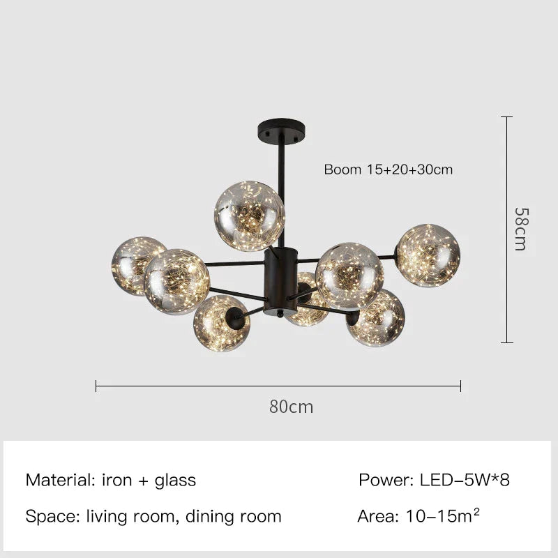 Decorbites™ Gold Star Glas-Kugelleuchte: Moderne nordische LED-Kronleuchter für die Hausdekoration