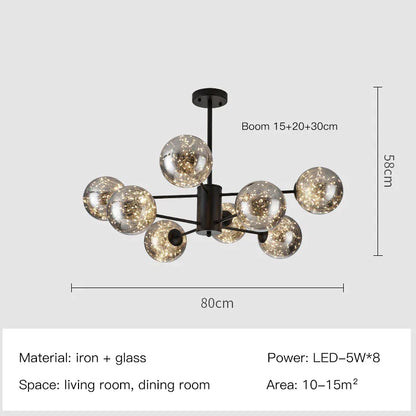 Decorbites™ Gold Star Glas-Kugelleuchte: Moderne nordische LED-Kronleuchter für die Hausdekoration
