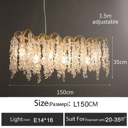 Decorbites™ Kristall-LED-Kronleuchter Golden Luxus-Wohnzimmer-Deckenleuchte