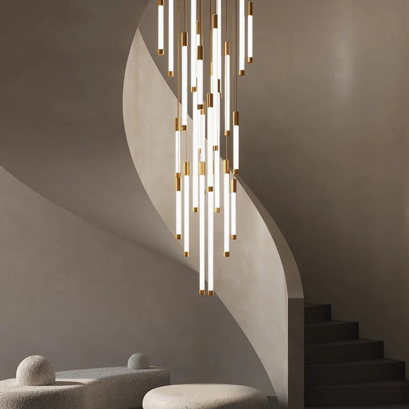 Modern Staircase Pendant Chandelier in Black or Gold