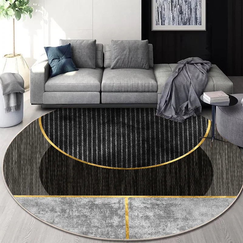 Decorbites™ Rundes Geometrisches Kaschmir-Bodenmatte für das Wohnzimmer, Fleckenresistent & Leicht zu Reinigen