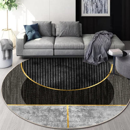Decorbites™ Rundes Geometrisches Kaschmir-Bodenmatte für das Wohnzimmer, Fleckenresistent & Leicht zu Reinigen