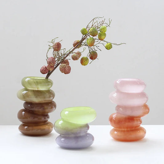 DecorBites™ Geometric Glass Vase Gradient Color Floral Arrangement Home Decor Accessory