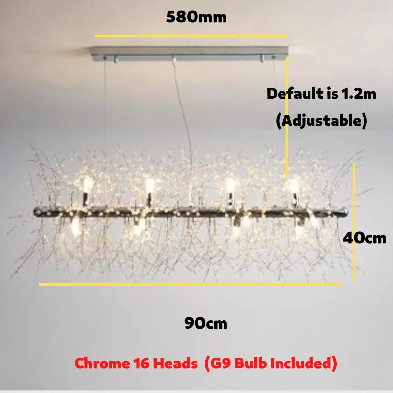 Decorbites™ Löwenzahn-LED-Kronleuchter, moderner Kristall-Edelstahl-Deckenleuchter