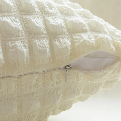 DecorBites™ Cream Style Elastic Puff Plaid Cushion Cover 45*45CM Home Decor