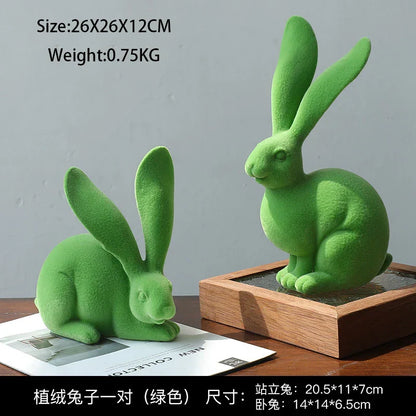 Decorbites™ Abstrakte Hasen-Figuren: Flauschige Hasen-Resin-Kunst-Dekorationsornamente