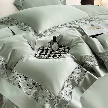 Decorbites™ Spitzenstickerei 1200TC Ägyptische Baumwolle 4-teiliges Bettwäsche-Set mit breitem Hohl-Design