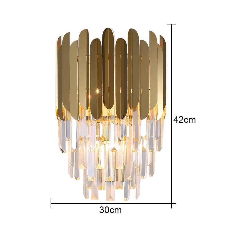 Gold Crystal Wall Lamp 80cm With Crystal Shade