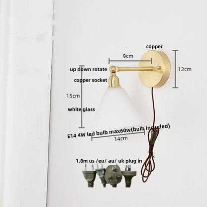 DecorBites™ Clear Glass LED Wall Lights Pull Chain Switch Modern Bedside Lamp