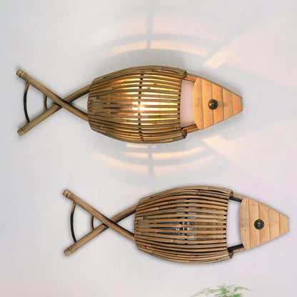 Decorbites™ Bambus-Fisch-Wandlampe: Retro-Dekoration für Café, Bar, Teehäuser, Wohnzimmer, Bauernhof, Hotelbeleuchtung