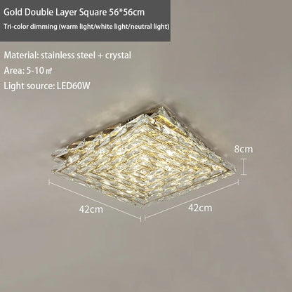Decorbites™ Kristall-LED-Deckenleuchte | Farbwechselbar Quadratisch Silber | Rechteckig Chrom Edelstahl