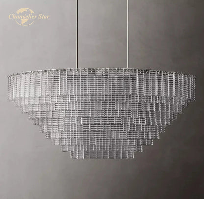 Decorbites™ Klar Rauchglas Oval LED Kronleuchter - Modern Retro Schwarz Metall-B