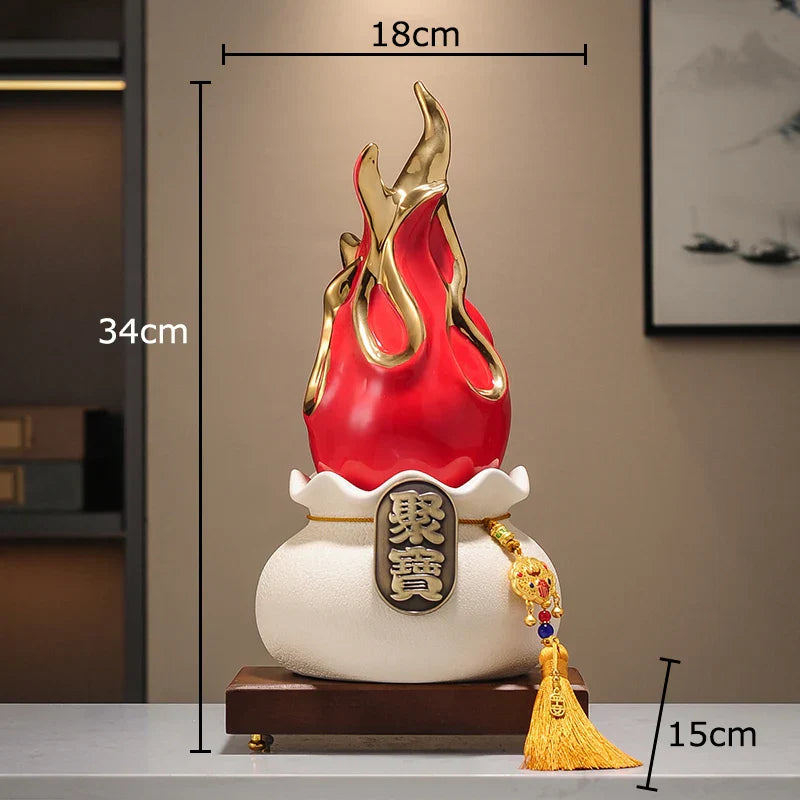 Decorbites™ Vergoldete Drachenfrucht-Katze Keramik Feng-Shui-Ornament Landschaftsdekoration