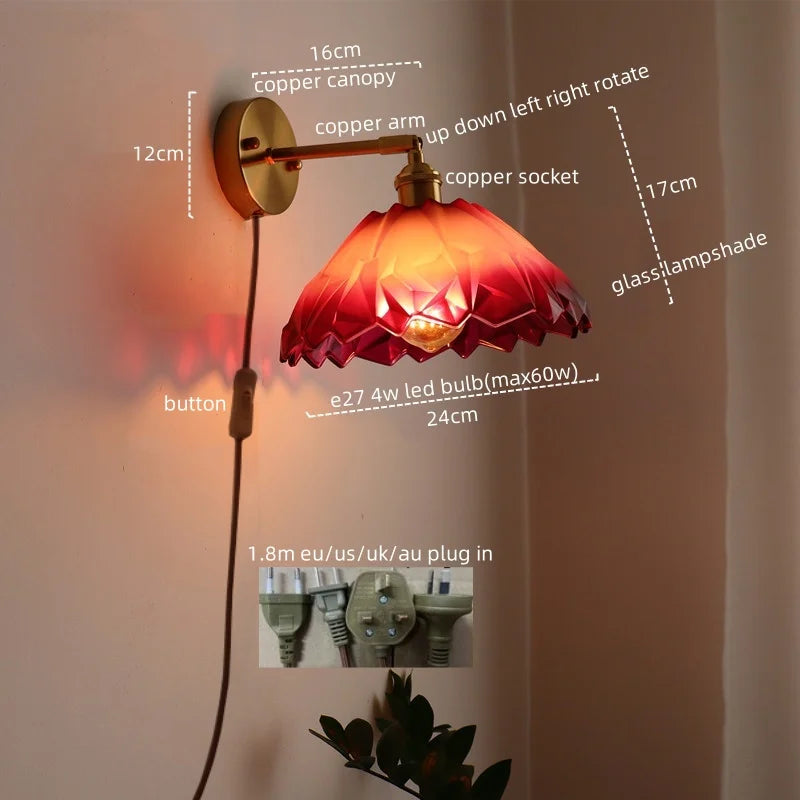 Decorbites™ Japanischer Stil LED-Glas-Kupfer-Wandleuchte für Restaurant, Bar, Schlafzimmer, Badezimmer