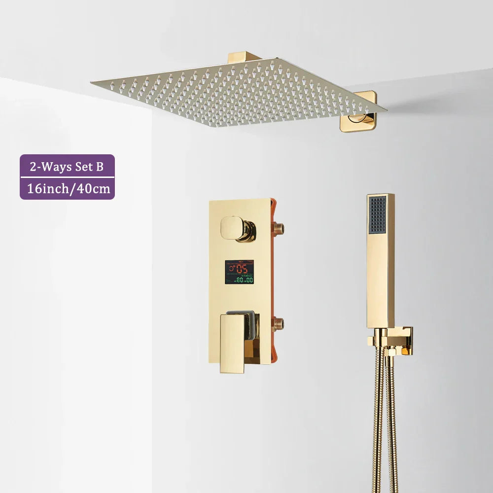 Decorbites™ Schwarzes Digitales Duscharmatur-Set mit Regendusche und Ganzmetall-Mischer Display