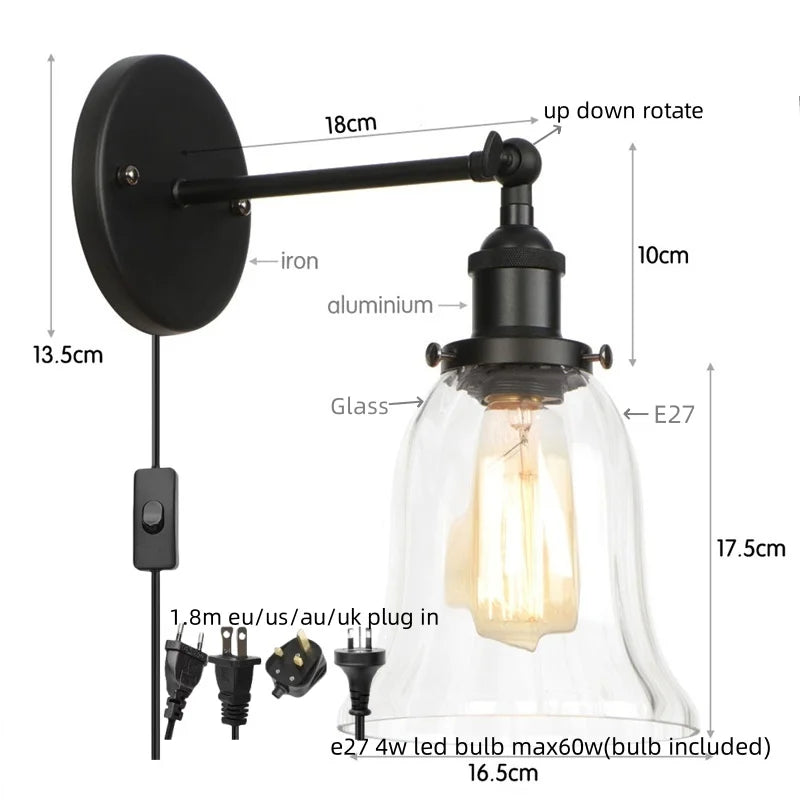 Decorbites™ Loft Klargesicht-Rustik-LED-Wandleuchte - Industrieller Stil Eisenwandlampe