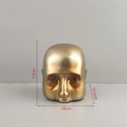 Decorbites™ Goldener Kopf Halbgesicht Harz-Skulptur Abstraktes Porträt Heimdekoration Figur