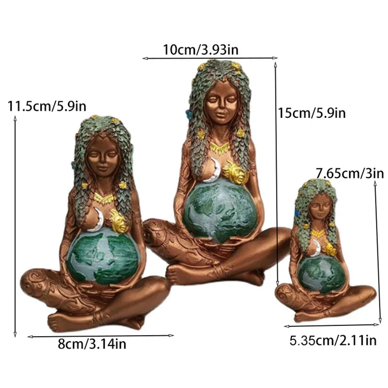 Decorbites™ Gaia Mutter Erde Lotus-Yoga-Pose Harz-Figur Dekoration für Zuhause Naturskulptur