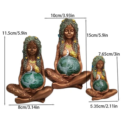 Decorbites™ Gaia Mutter Erde Lotus-Yoga-Pose Harz-Figur Dekoration für Zuhause Naturskulptur