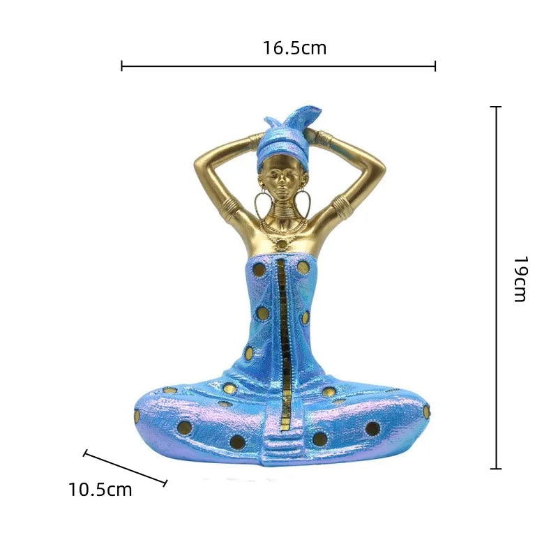 Decorbites™ Goldene Weibliche Statue Afrikanischer Stammessstil Porträt-Skulptur Wohnraumausstattung